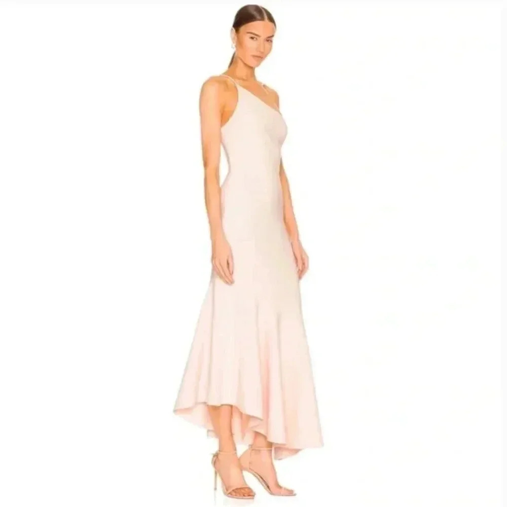NWT Significant Other Flounce Hem One Shoulder Tori Dress in Blush Pink Size 2